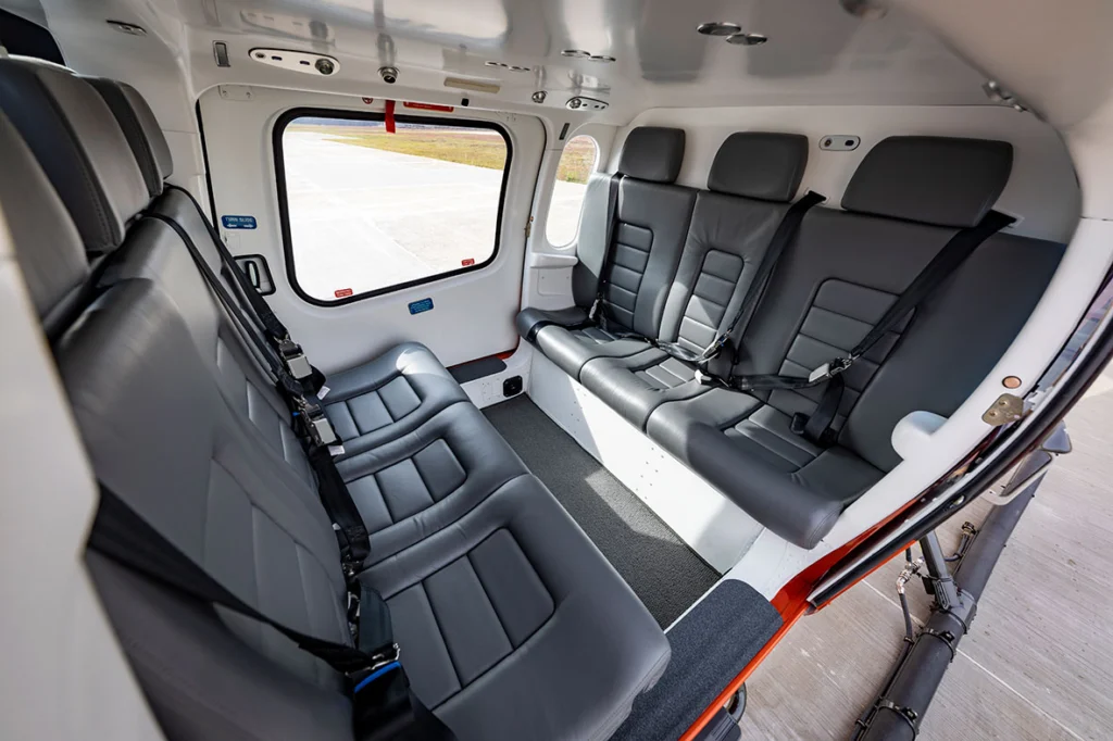 Luxurious executive interior of the Agusta 119KX MKII helicopter.