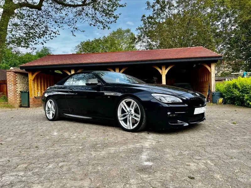 Close up on the front of a BMW 6 Series available for hire.
