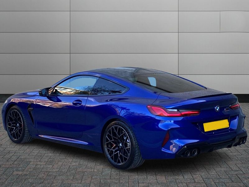 BMW M8 Series for hires, shown from the rear three-quarter view.