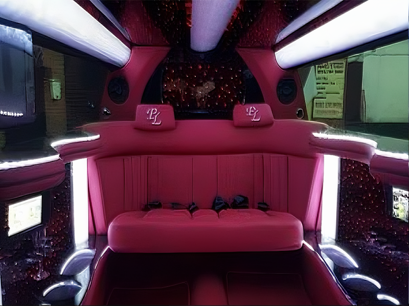 Plush leather seats and elegant interior of a Rolls Royce Phantom Limo, perfect for a romantic journey in Newcastle.