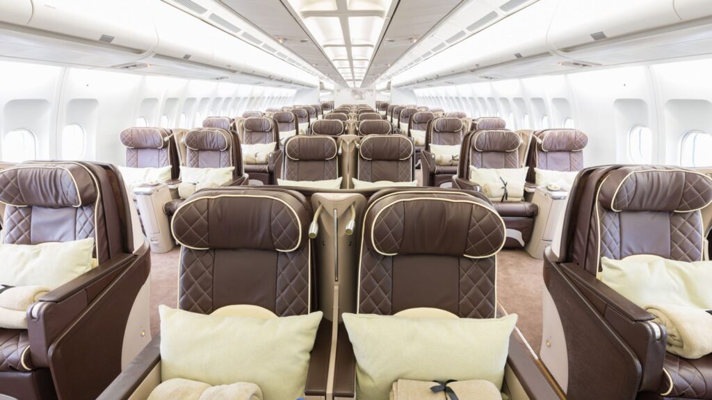 Luxurious and spacious interior of an Airbus A340 VIP