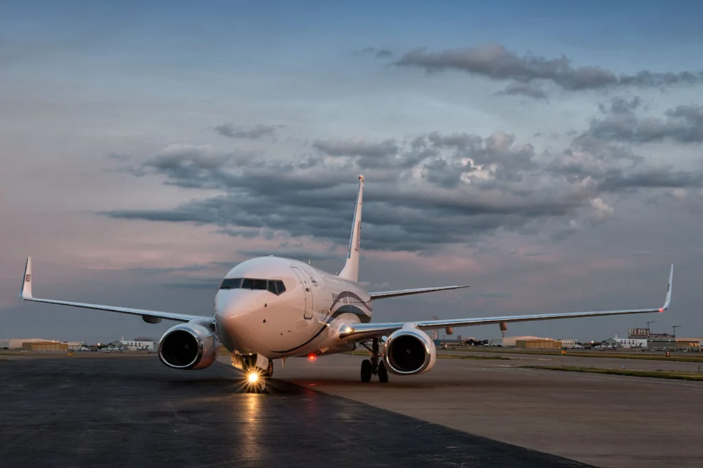 Boeing Business Jet 767 parked on the tarmac