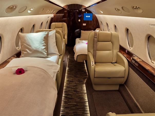 classic interior of the gulfstream g-200 private jet